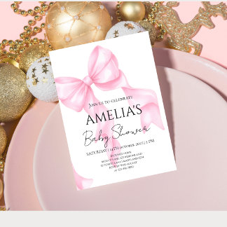 Roze Strik Coquette Baby Shower Welkom Kaart