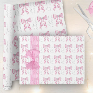 Roze Strik Coquette Glam Bruiloftsfeest Cadeaupapier
