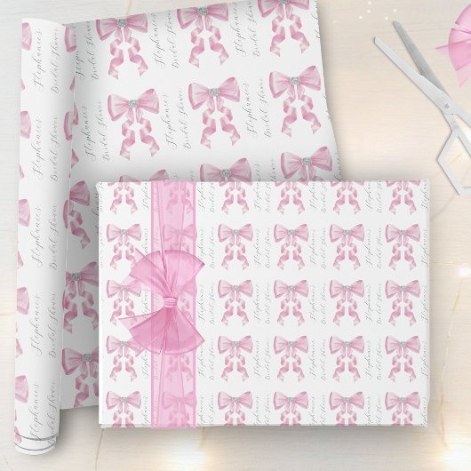 Roze Strik Coquette Glam Bruiloftsfeest Cadeaupapier