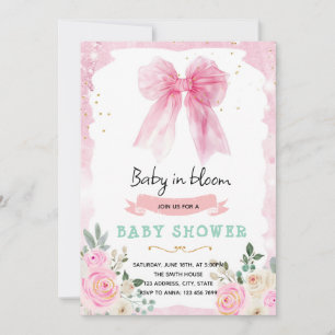 Roze Strik Coquette Quinceanera Uitnodiging