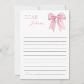 Roze Strik Coquette Tijdscapsule Notitie Berichtka Bedankkaart (Voorkant)