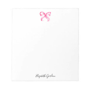 Roze Strik Coquette Waterverf Aangepaste Naam Notitieblok