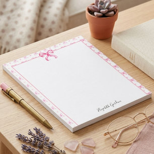 Roze Strik Coquette Waterverf Mooie Aangepaste Naa Notitieblok