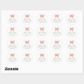 Roze  strik dank u Baby shower Sticker (Vel)