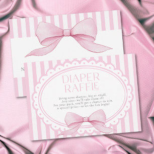 Roze Strik Das Meisje Coquette Baby Shower Luier Informatiekaartje