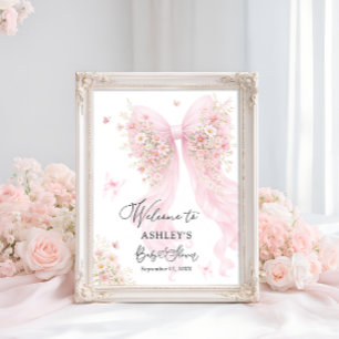 Roze Strik Das Vlinder Baby Shower Welkom Poster