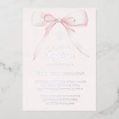 Roze strik | doop folie uitnodiging (Voorkant)