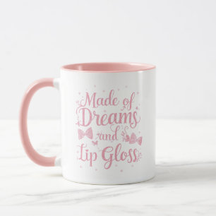Roze strik "Dromen en lipgloss" citaat Mok