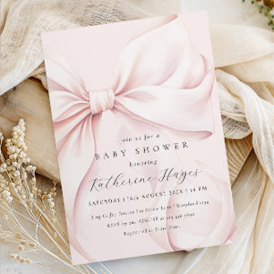 Roze strik Elegant Baby shower Kaart