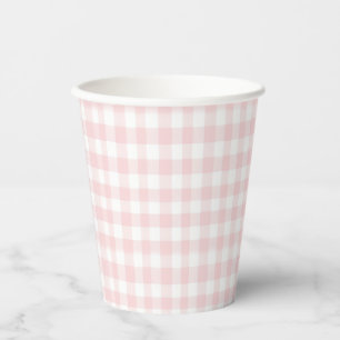 Roze strik en gingham preppy baby shower papieren bekers