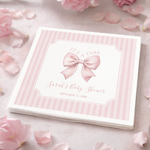 Roze Strik en Lint Coquette Meisje Baby Borrel Servet