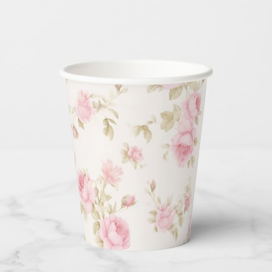 Roze strik en rozen preppy baby shower papieren bekers (Achterkant)