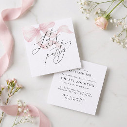 Roze Strik Feest Uitnodiging Bijlagekaart Informatiekaartje