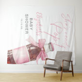 Roze Strik Fles Babyshower Fotobackdrop Wandkleed (In Situ (horizontaal))