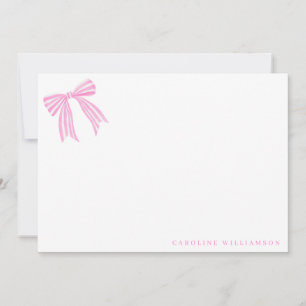 Roze Strik Gebonden Namen Briefpapier Bedankkaart