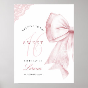 Roze Strik Geboortedaag Sweet 16 Poster