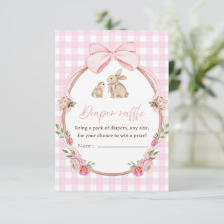 Roze Strik Gingham Luier Tombola Bijlagekaart Bedankkaart