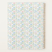 Roze Strik Grandmillennial Bloemmotief Monogram Planner (Achterkant)