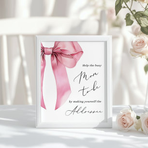 Roze strik Help de drukke moeder adres een envelop Poster