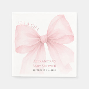 Roze Strik Het is een Meisje Baby Shower Coquette Servet