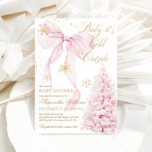 Roze strik het is koud buiten babyshower meisje kaart