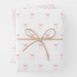 Roze Strik Inpakpapier Vel