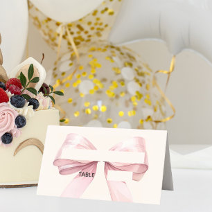 Roze Strik Ivoren Plaatskaarten Elegante Gevouwe