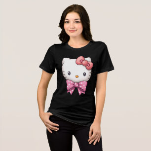 Roze Strik Kitten Charme Tri-Blend Shirt