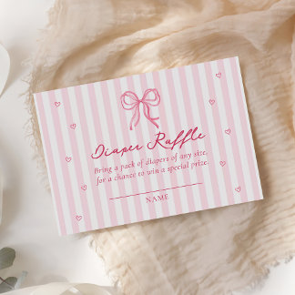 Roze Strik Kleine Liefje Luiers Raffle Kaart