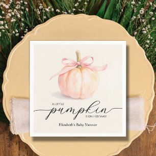 Roze strik kleine pompoen baby shower servet