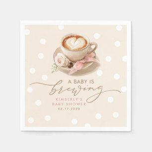 Roze Strik Koffie Baby Is Borrelend Meisje Baby Sh Servet