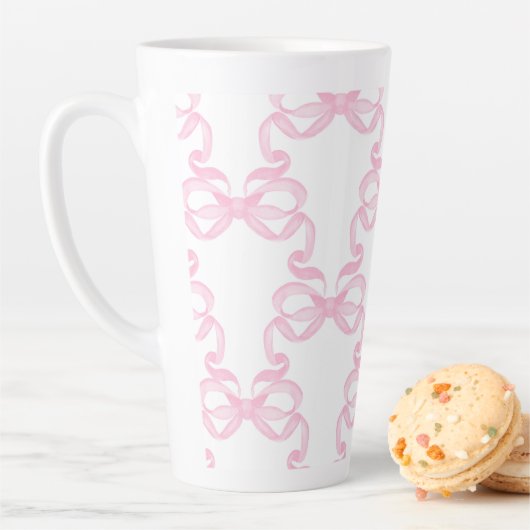 Roze strik koffiemok latte mok (In situ)