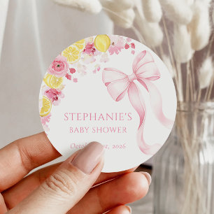 Roze Strik Lemon Baby Shower Sticker