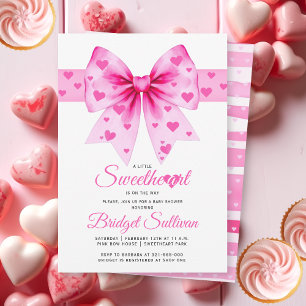Roze strik liefje meisje Valentijnsdag baby shower Kaart