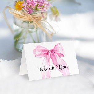 Roze Strik Lint Baby Shower Bedankkaart