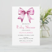 Roze strik lint Baby Shower Kaart (Staand voorkant)
