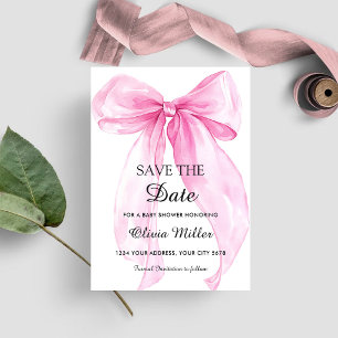 Roze Strik Lint Baby Shower Save the Date Kaart