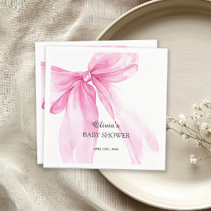 Roze Strik Lint Baby Shower Servet