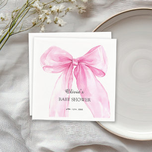 Roze Strik Lint Baby Shower Servet