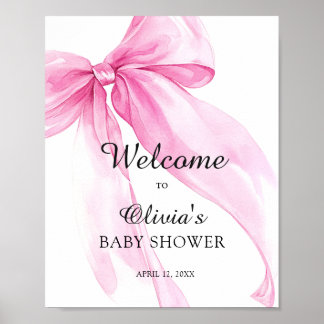 Roze Strik Lint Baby Shower Welkom Poster