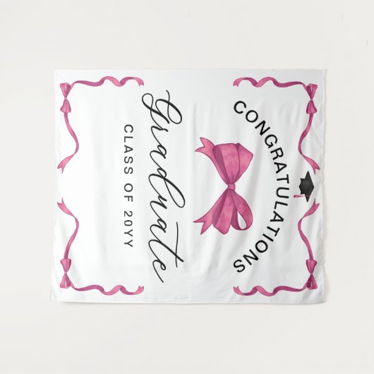 Roze strik lint congrats afstudeer achtergrond wandkleed (Voorkant (horizontaal))