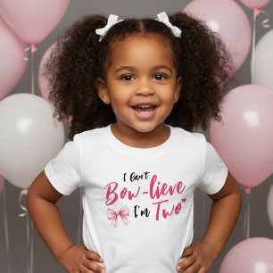 Roze Strik lint Meisjes 2e Verjaardagsfeestje Ik b Kinder Shirts