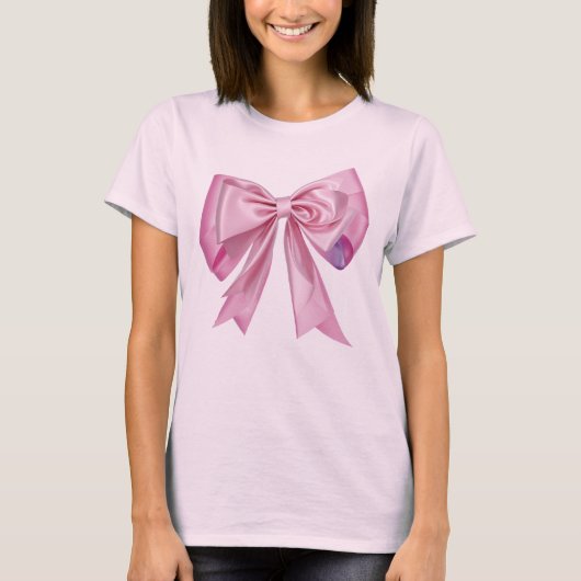 Roze strik lint t-shirt (Voorkant)