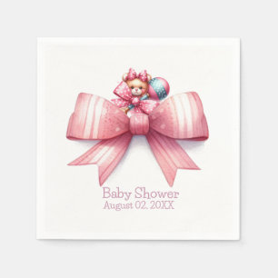 Roze Strik Lintjes Baby Shower Papieren Servetten
