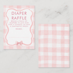 Roze Strik Luierraffle Baby Shower Tickets Informatiekaartje