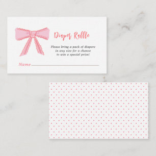 Roze strik luiers verloting Baby meisje shower Informatiekaartje