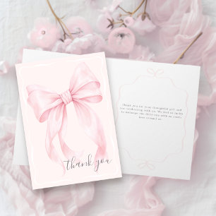 Roze Strik Meisje Baby Shower Bedankt Kaart