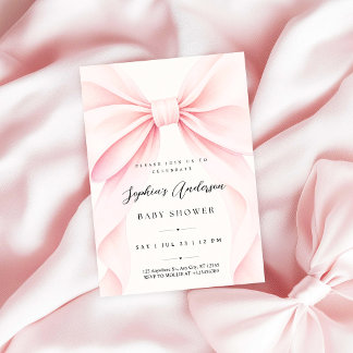 Roze Strik Meisje Baby Shower Kaart