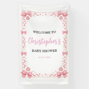 Roze Strik Meisje Baby Shower – Leuke & Plezierige Spandoek