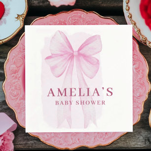 Roze Strik Meisje Baby Shower Servet
